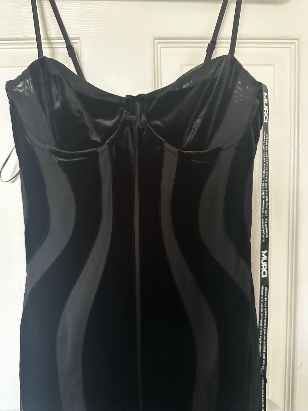 Murci Scandal Black Velvet Panelled Maxi Dress - Size 6 - Picture 4 of 9